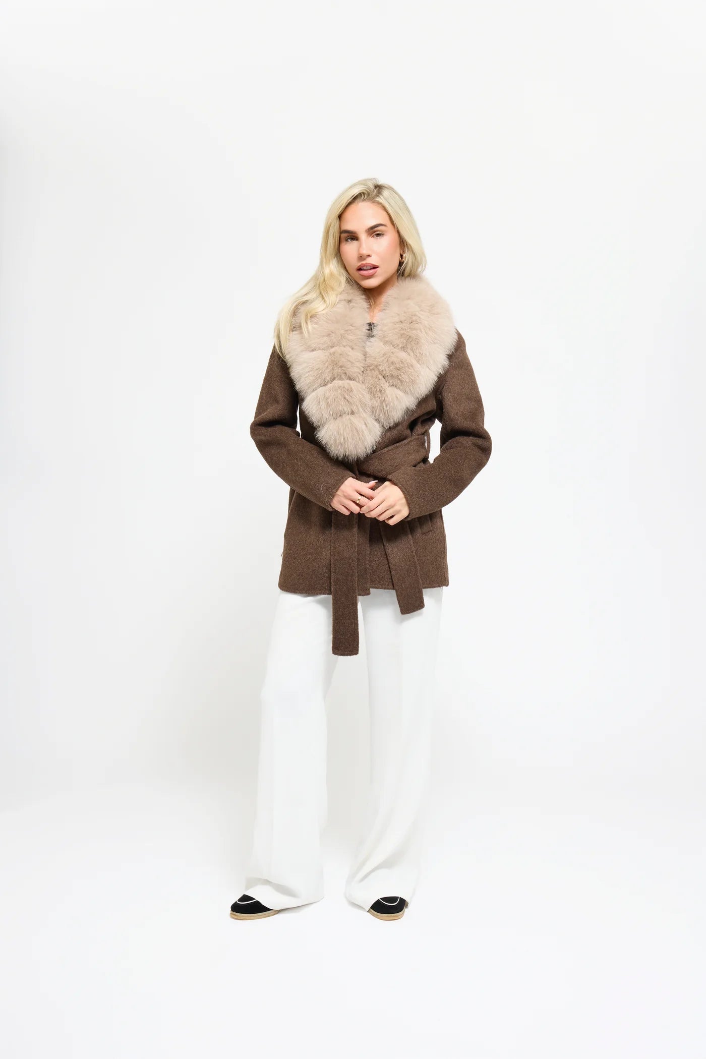 Manteau Col Renard Beige