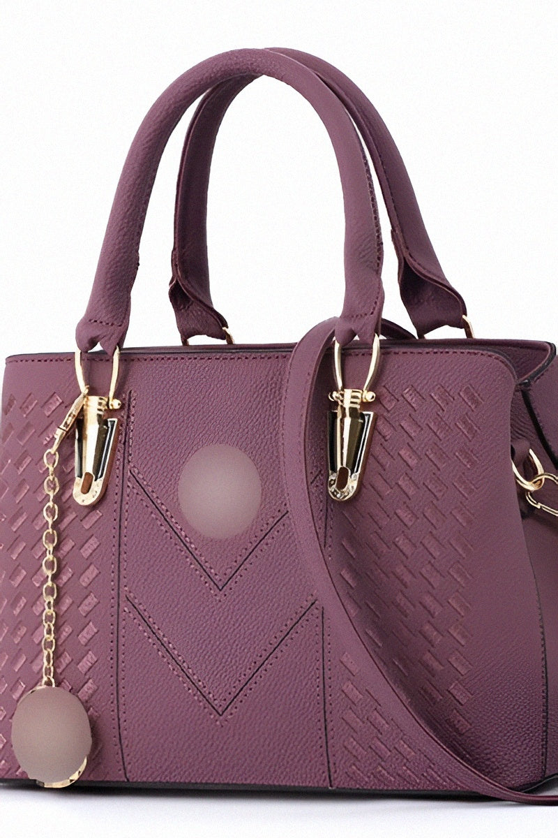 Sac à main marron à motifs géométriques