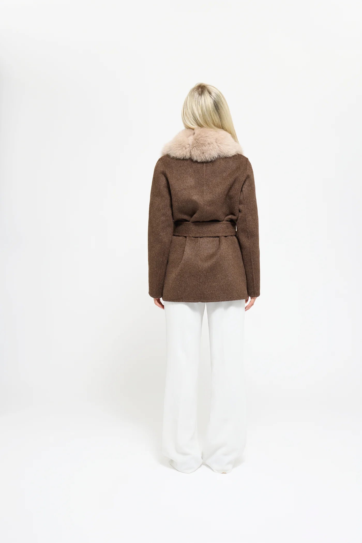 Manteau Col Renard Beige