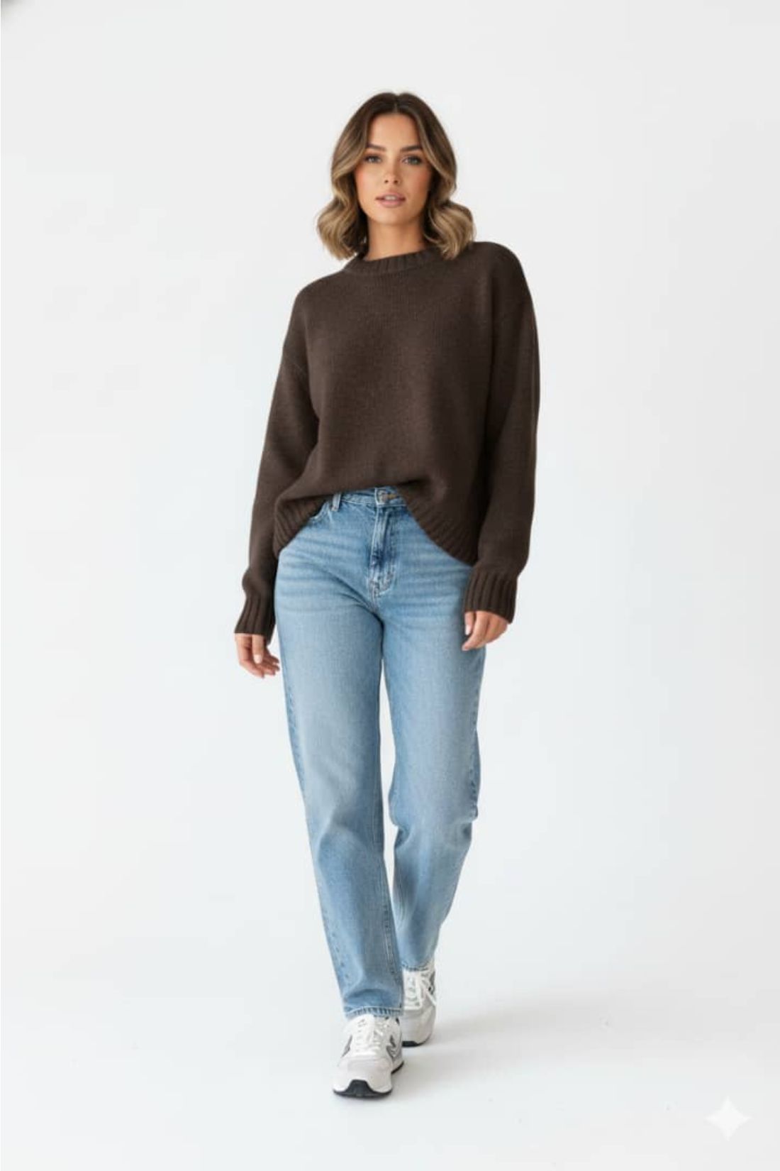 Pull en maille marron foncé