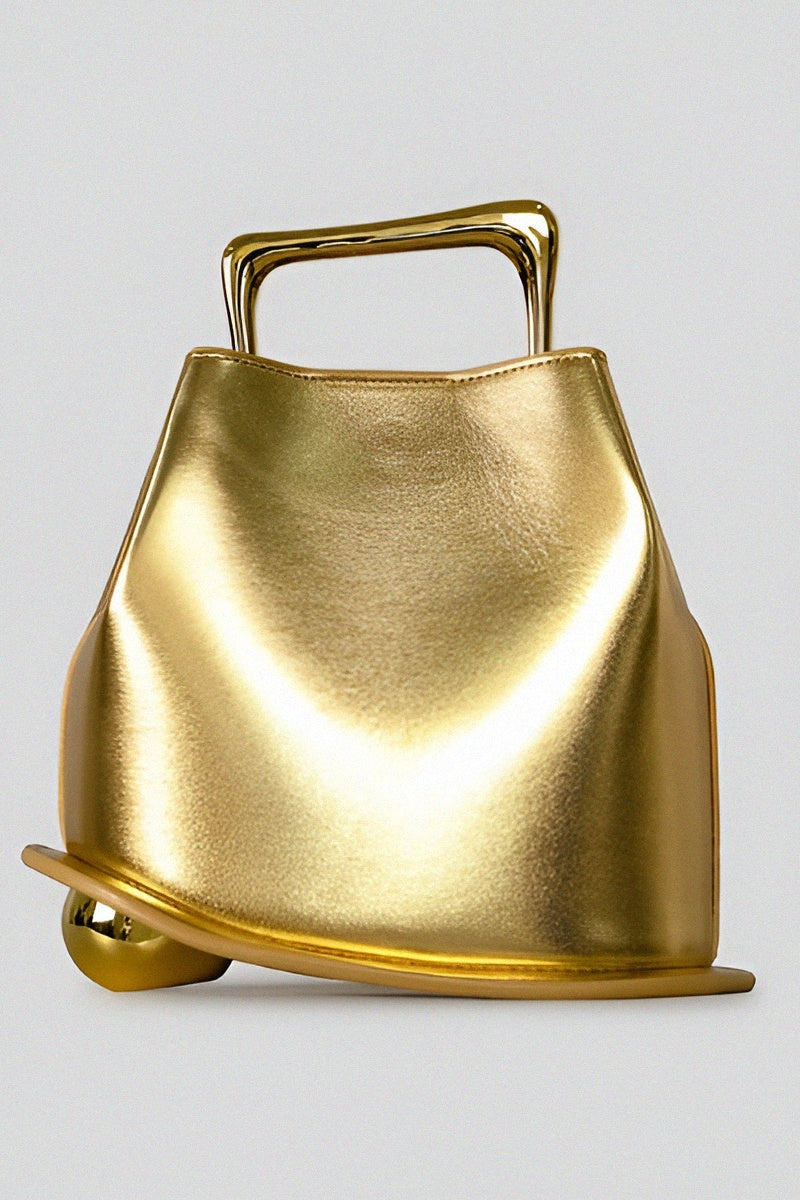 Sac à main noir design avec poignée dorée