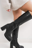 Bottes hautes noires à talons blocs