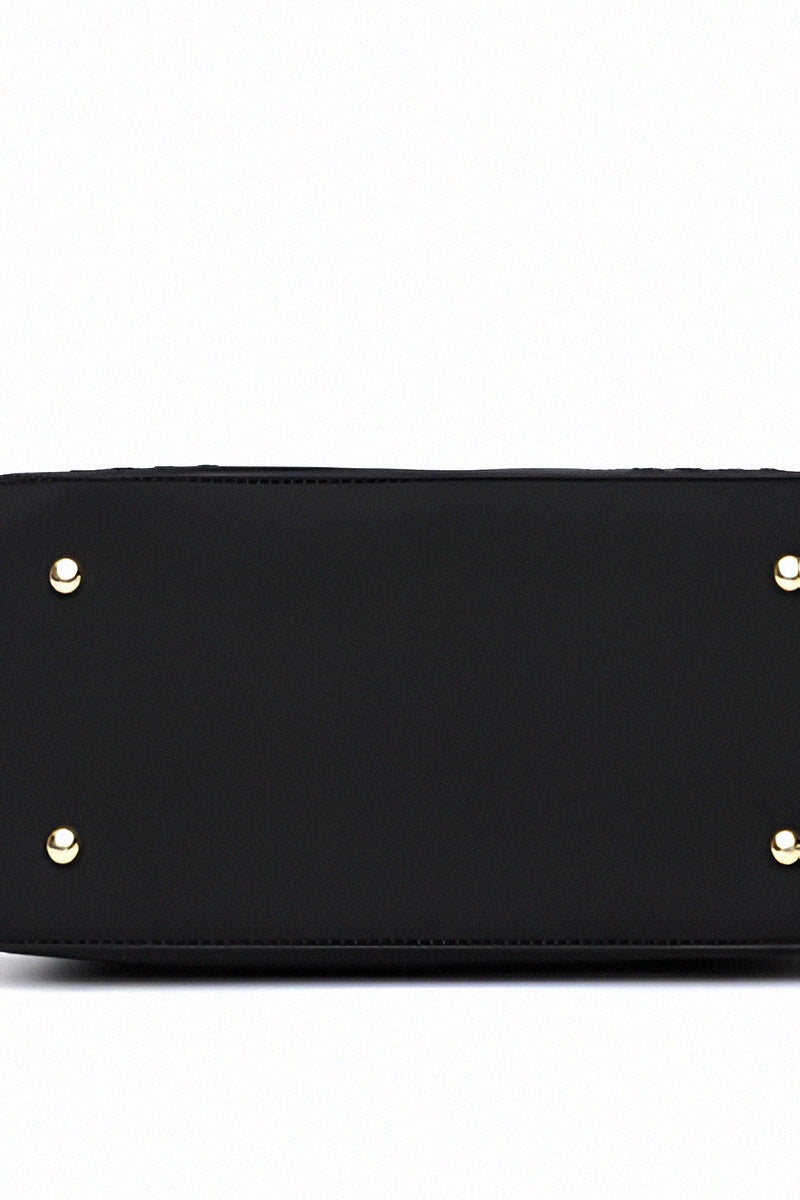 Sac à main marron à motifs géométriques